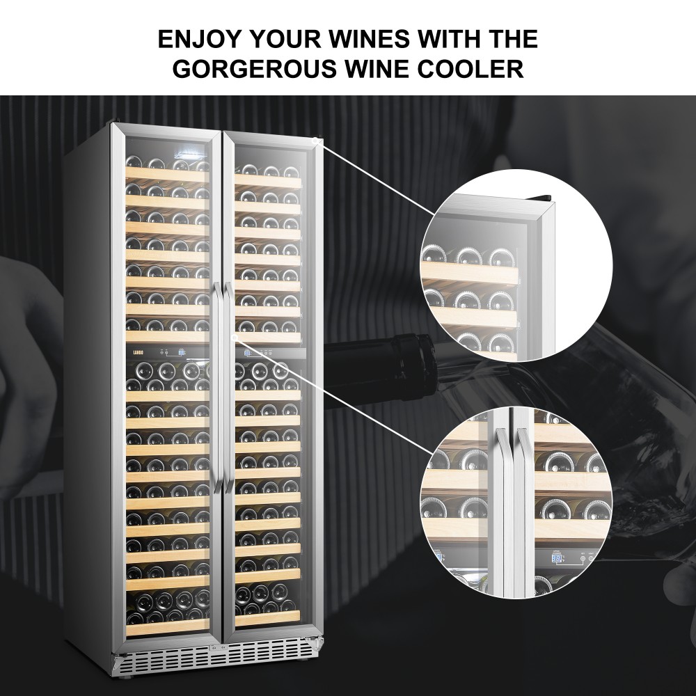 Lanbo Dual Zone Compressor Wine Cooler Cellar with LED light, 287 Bottles